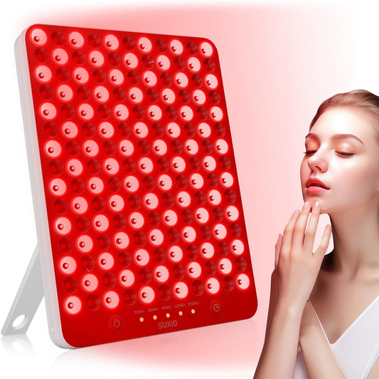 Revitalize Your Skin with the SUXIO Red Light Therapy Lamp - 165 LED Device for Face & Body, Portable Deep 660Nm - 850Nm Infrared Treatment, Stylish White Design